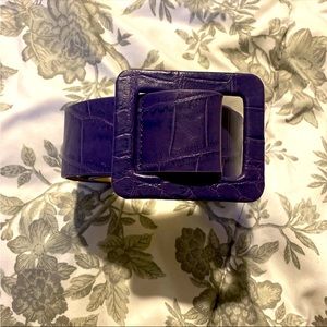BETSEY JOHNSON Metal Purple Belt Faux Leather Animal Croc Print Women's S/M